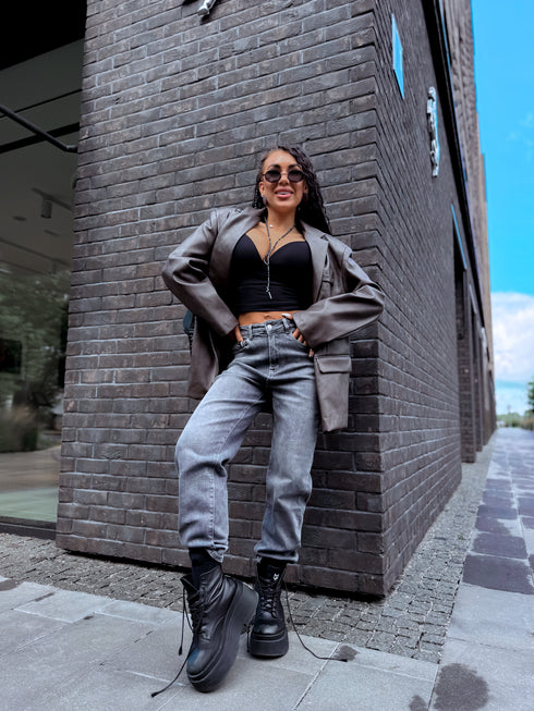 MOM FIT džinsa bikses "DIVERSION" Y3307-3 - pelēkas
